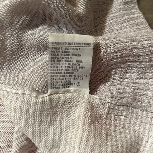 Beach Club S Linen Lightweight Crewneck Sweater Gray White Polka Stripes - Picture 11 of 13